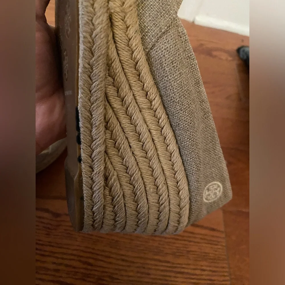 Tory Burch Fillipa Tan Wedges with Peep-Toe Design - Picture 7 of 9